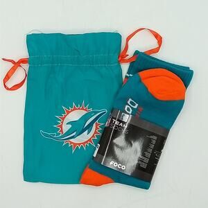 Miami Dolphins Knit Socks Men's Size S/M (6/8) w/Sac Bag